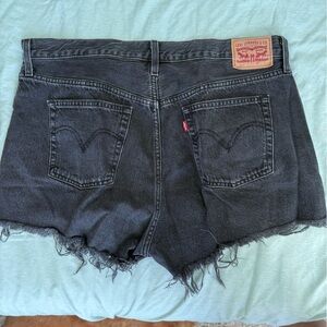 Levi's Distressed Black Jean Shorts